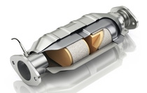 Cross section of catalytic converter with sensor flue gas. Cross section of catalytic converter with sensor flue gas.