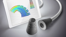 BASF expands the application range of its simulation tool Ultrasim®: as of now, the CAE tool also calculates component concepts based on elastomers, especially Elastollan®, BASF’s thermoplastic polyurethane (TPU). Among the special features of the simulation with Ultrasim® are options to simulate both the initial load and cyclic loads of a component. The figure shows a 3D printed prototype of strain relief sleeves designed for production by injection molding. Both, the injection molding process as well as the mechanical design of the part can be supported by simulation. BASF expands the application range of its simulation tool Ultrasim®: as of now, the CAE tool also calculates component concepts based on elastomers, especially Elastollan®, BASF’s thermoplastic polyurethane (TPU). Among the special features of the simulation with Ultrasim® are options to simulate both the initial load and cyclic loads of a component. The figure shows a 3D printed prototype of strain relief sleeves designed for production by injection molding. Both, the injection molding process as well as the mechanical design of the part can be supported by simulation.