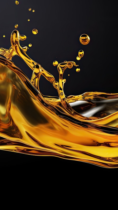 Oil wave splashing in Car engine with lubricant oil. Generative AI